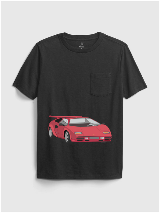 Black Cotton Lamborghini Countach T-Shirt