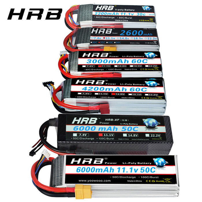 HRB 3S 4S Lipo Battery 11.1v 14.8v 2200mah 1300mah 1500mah 2600mah 3300mah 4000mah 4200mah