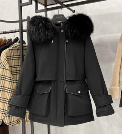 Fur Hooded Winter Down Coat Women 90% Duck Down Jacket