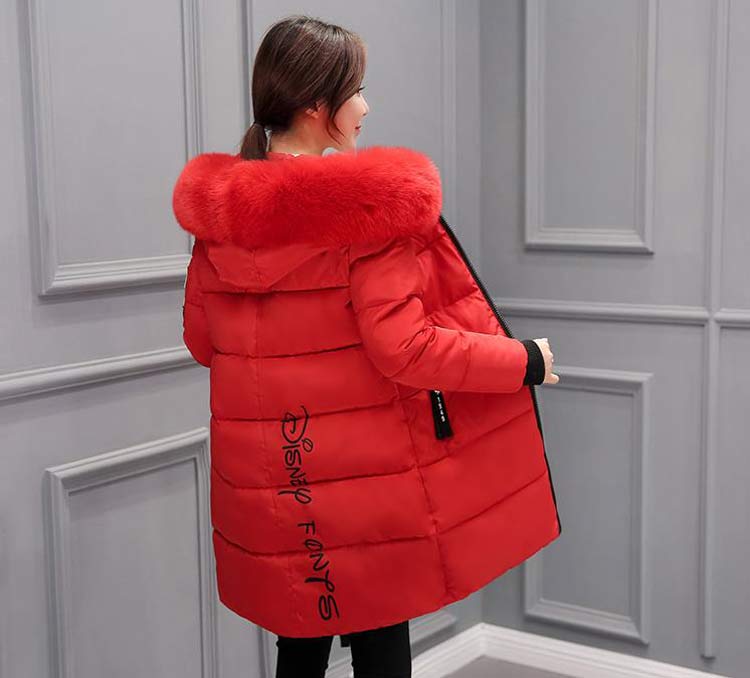 Women winter solid thick hooded zipper warm overcoats