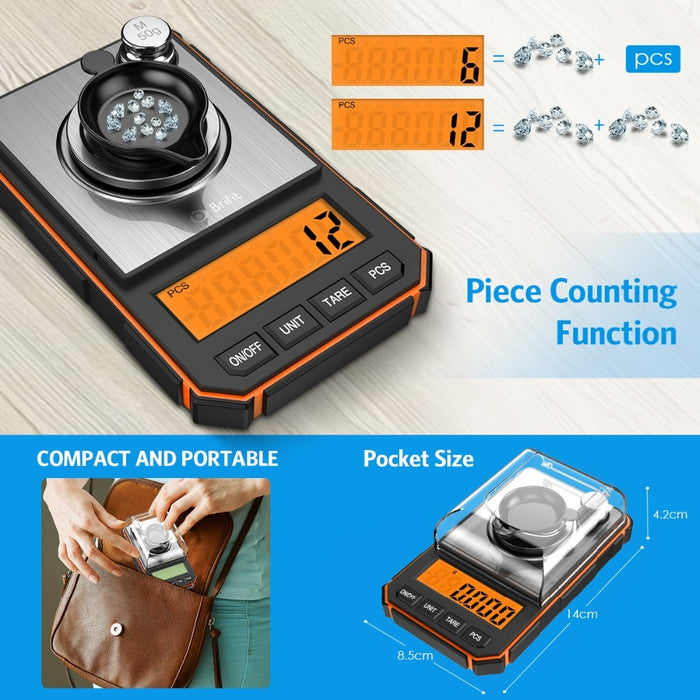 0.001g Electronic Digital Scale Portable Mini Precision Professional Pocket Scale Milligram 50g