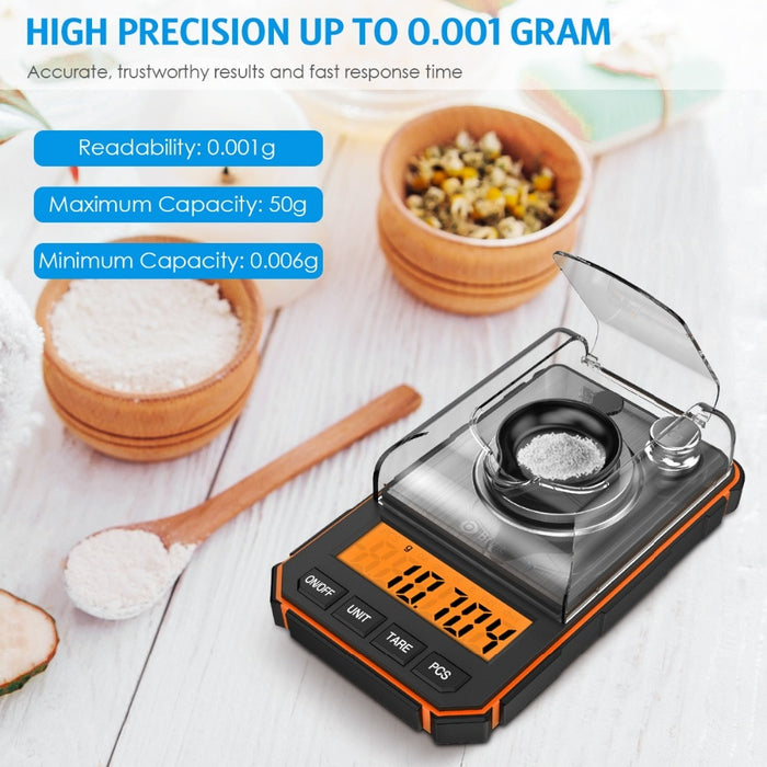 0.001g Electronic Digital Scale Portable Mini Precision Professional Pocket Scale Milligram 50g