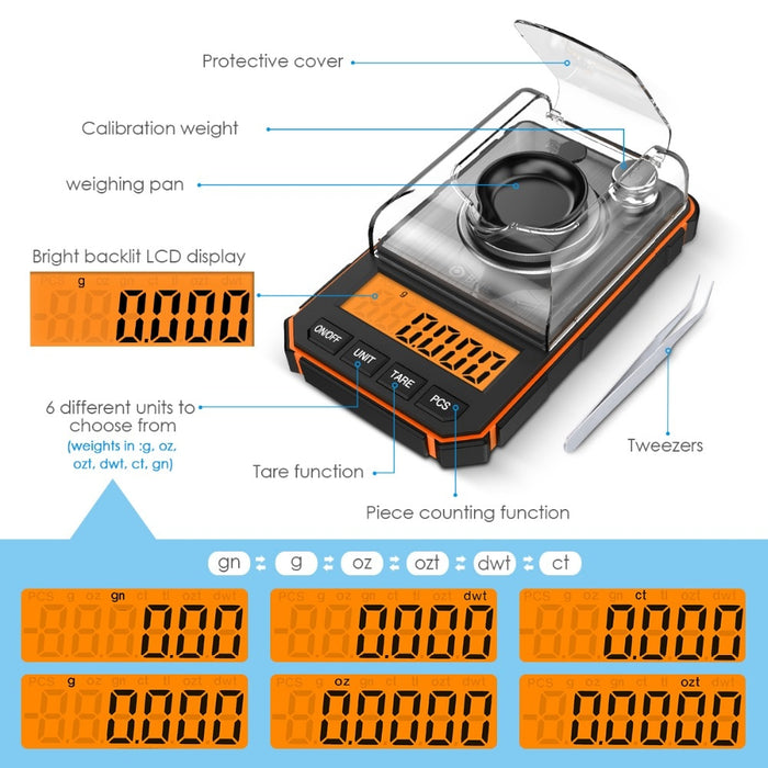 0.001g Electronic Digital Scale Portable Mini Precision Professional Pocket Scale Milligram 50g