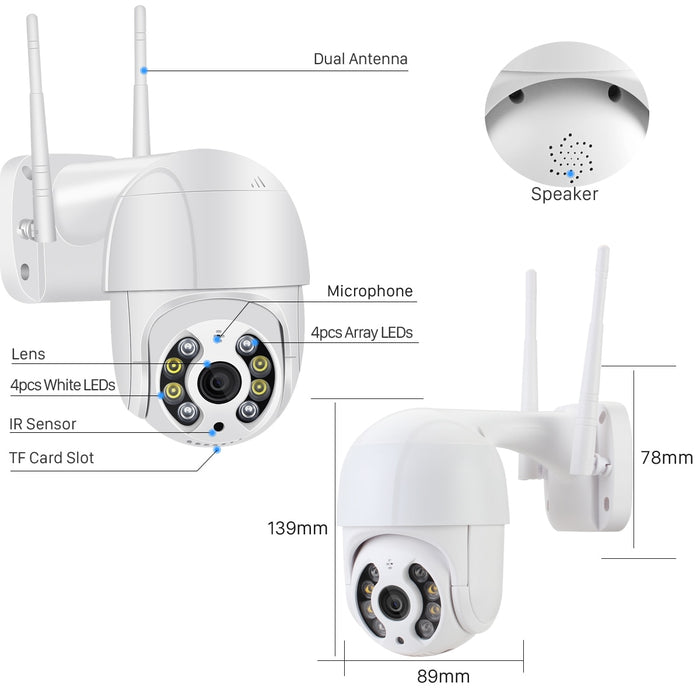 5MP PTZ IP Camera Wifi Outdoor AI Human Detection Audio 1080P Wireless Security CCTV Camera