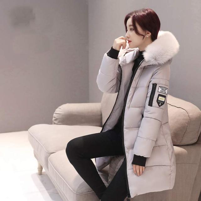 Women winter solid thick hooded zipper warm overcoats