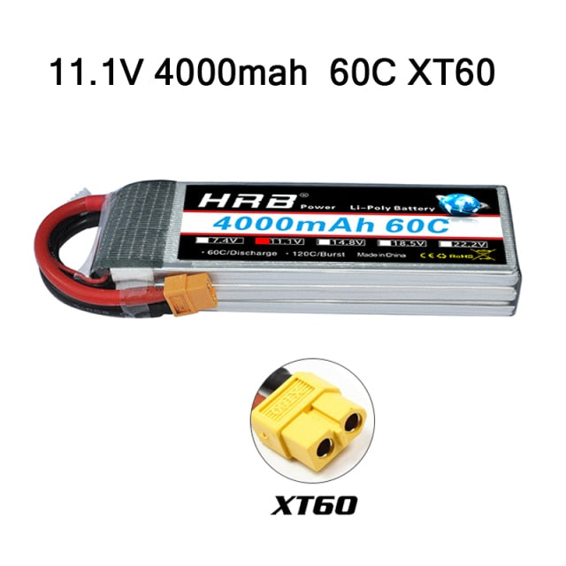 HRB 3S 4S Lipo Battery 11.1v 14.8v 2200mah 1300mah 1500mah 2600mah 3300mah 4000mah 4200mah