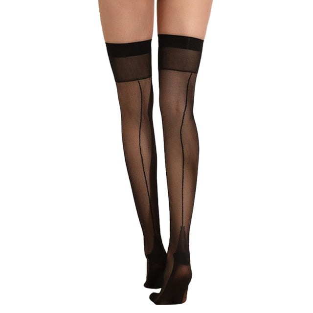 Sexy Body Stocking Lace Soft Top Thigh High Stockings + Suspender Garter Belt Over Knee